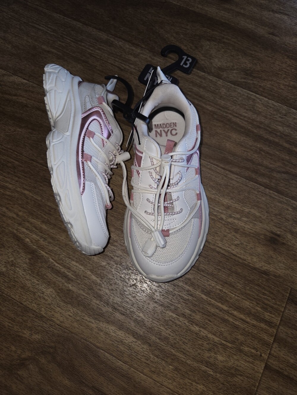 Madden NYC Kids White and Pink Athletic Sneakers